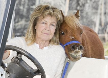 Acer the dwarf horse with owner Maureen
